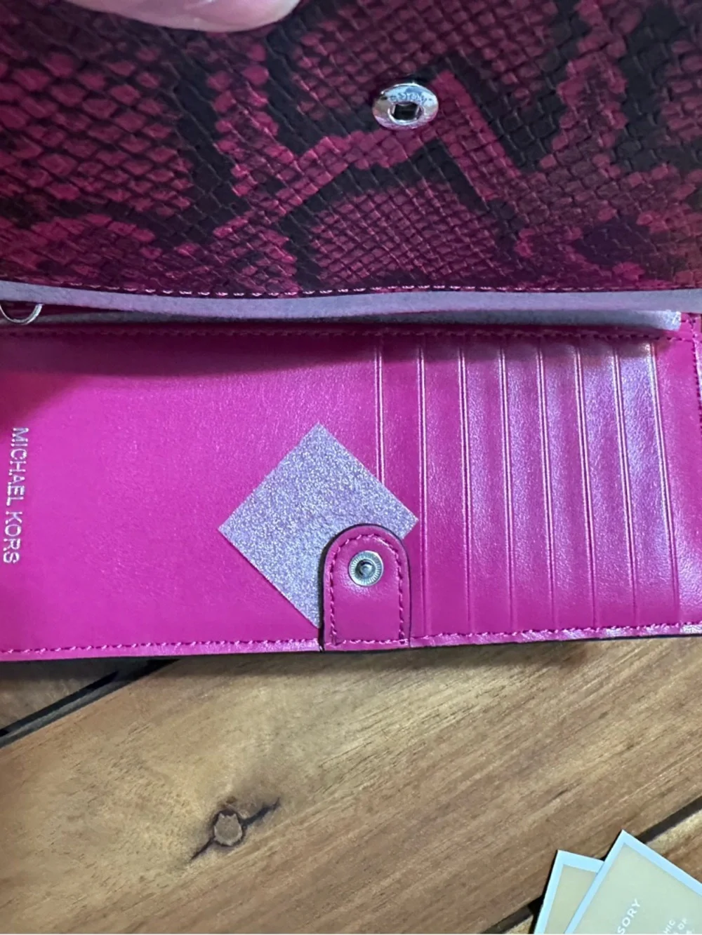 NWT MICHAEL KORS Pink Leather Snakeskin-Print Crossbody Bag
